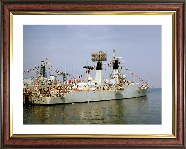 HMS Chichester (F59) Royal Navy Salisbury Class Frigate Dress Ship Photo Print Wall Art Decor Posters, Prints, & Visual Artwork Hampshire Prints 10 x 8 Classic Frame Yes