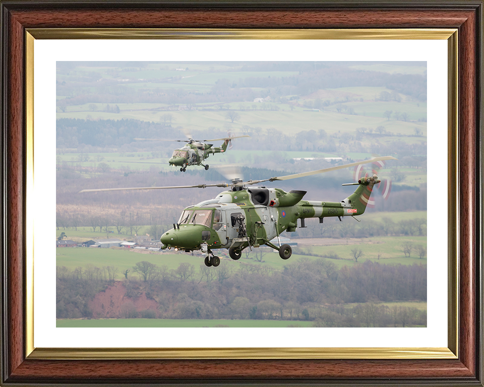 Two Army Lynx Helicopters in Flight Photo Print - British Army Hampshire Prints 10 x 8 Classic Frame Yes