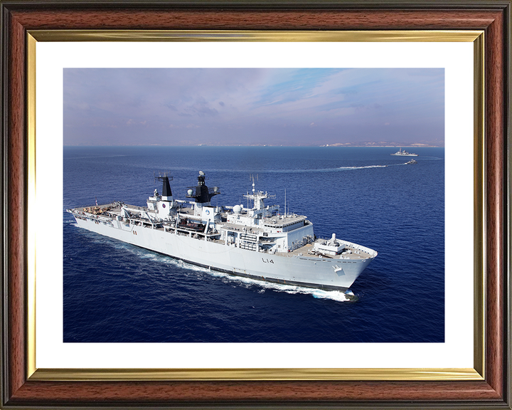 HMS Albion (L14) Royal Navy Albion Class Amphibious Ship High Starboard Bow View Photo Print Wall Art Naval Decor Posters, Prints, & Visual Artwork Hampshire Prints 10 x 8 Classic Frame Yes