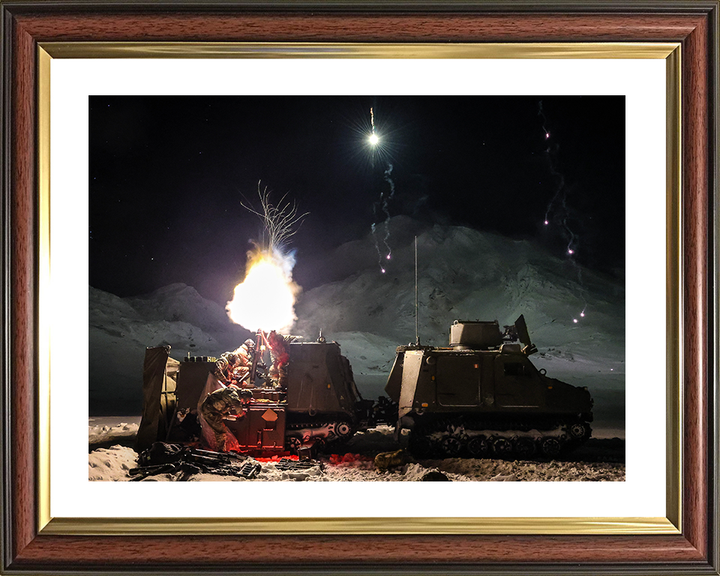 Royal Marine Commando Mortar Team Firing at Night Photo Print 45 Commando Marines Wall Art Military Decor UK Posters, Prints, & Visual Artwork Hampshire Prints 10 x 8 Classic Frame Yes
