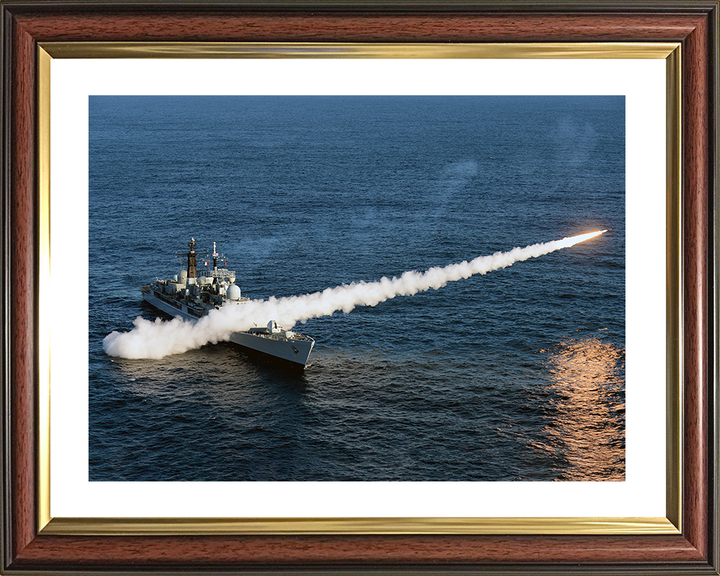 HMS Edinburgh (D97) Royal Navy Type 42 Destroyer Firing Sea Dart Photo Print Wall Art Decor Posters, Prints, & Visual Artwork Hampshire Prints 10 x 8 Classic Frame Yes
