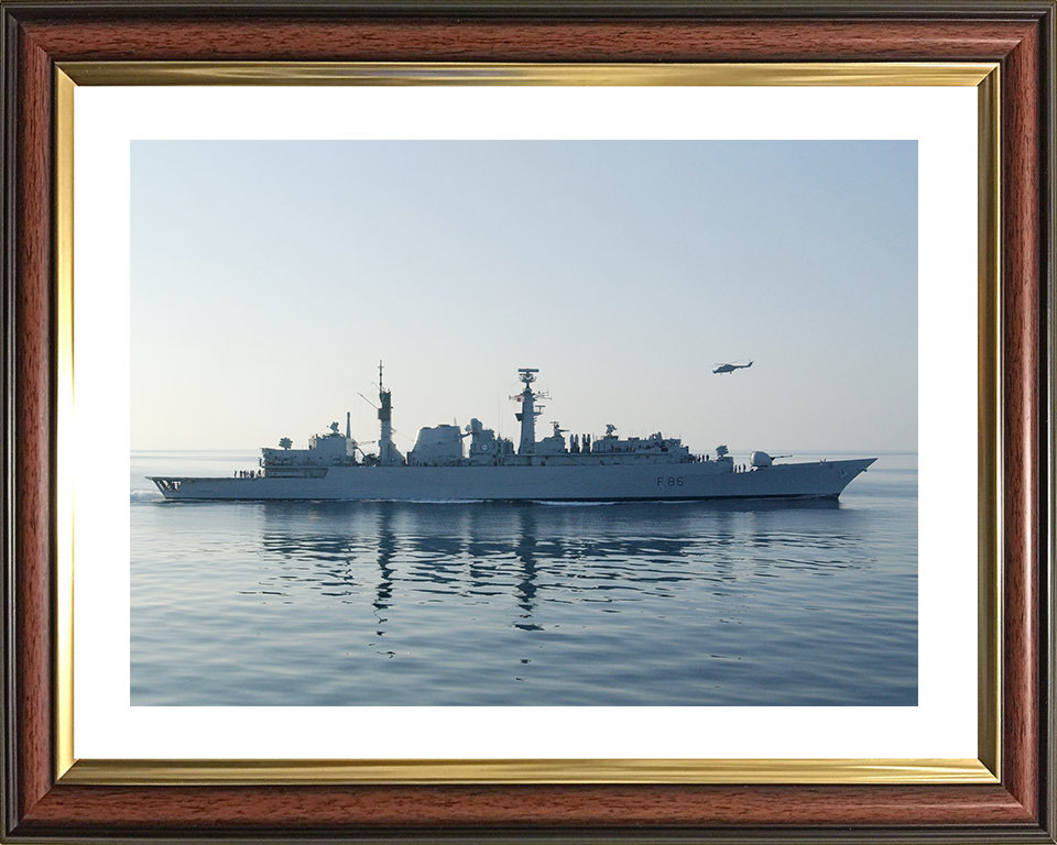 HMS Campbeltown (F86) Royal Navy Type 22 Frigate Starboard Beam Reflections Photo Print Wall Art Decor Posters, Prints, & Visual Artwork Hampshire Prints 10 x 8 Classic Frame Yes