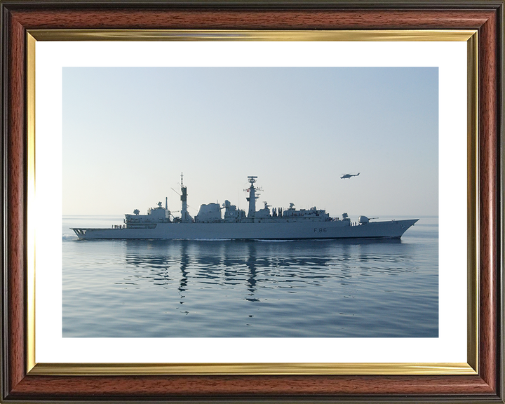 HMS Campbeltown (F86) Royal Navy Type 22 Frigate Starboard Beam Reflections Photo Print Wall Art Decor Posters, Prints, & Visual Artwork Hampshire Prints 10 x 8 Classic Frame Yes
