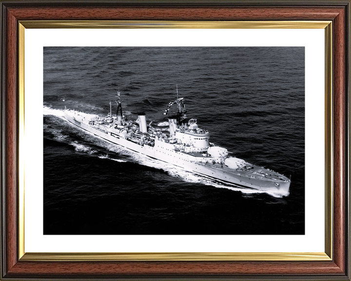 HMS Birmingham (C19) Royal Navy Town Class Light Cruiser At Sea Photo Print Wall Art Decor Posters, Prints, & Visual Artwork Hampshire Prints 10 x 8 Classic Frame Yes