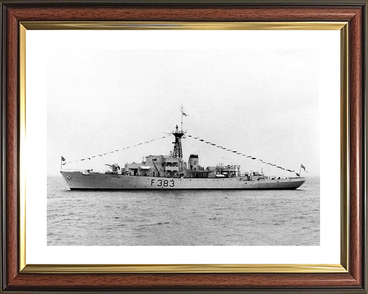 HMS Flint Castle (F383) Photo Print - At Anchor 1954 - Royal Navy Castle Class Corvette Posters, Prints, & Visual Artwork Hampshire Prints 10 x 8 Classic Frame Yes