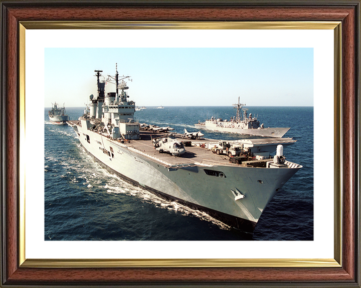 HMS Ark Royal (R07) Royal Navy Invincible Class Aircraft Carrier Starboard Bow View Photo Print Wall Art Decor Posters, Prints, & Visual Artwork Hampshire Prints 10 x 8 Classic Frame Yes