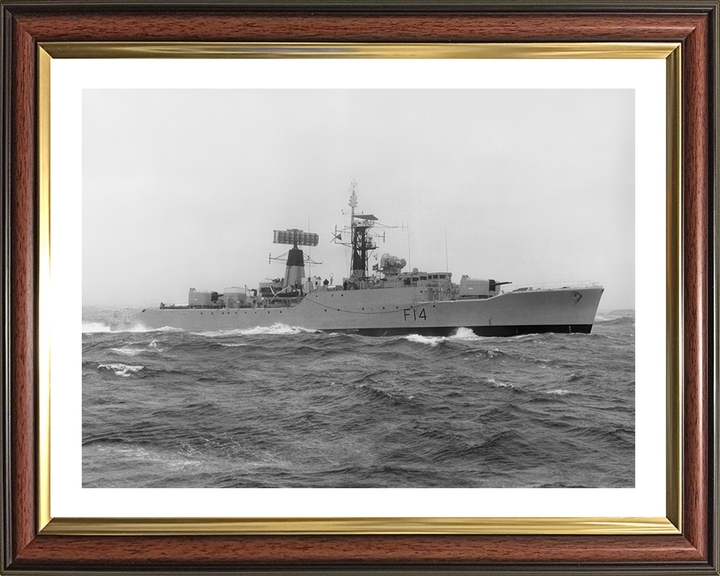 HMS Leopard (F14) Photo Print - At Sea 1973 - Royal Navy Leopard Class Frigate Hampshire Prints 10 x 8 Classic Frame Yes