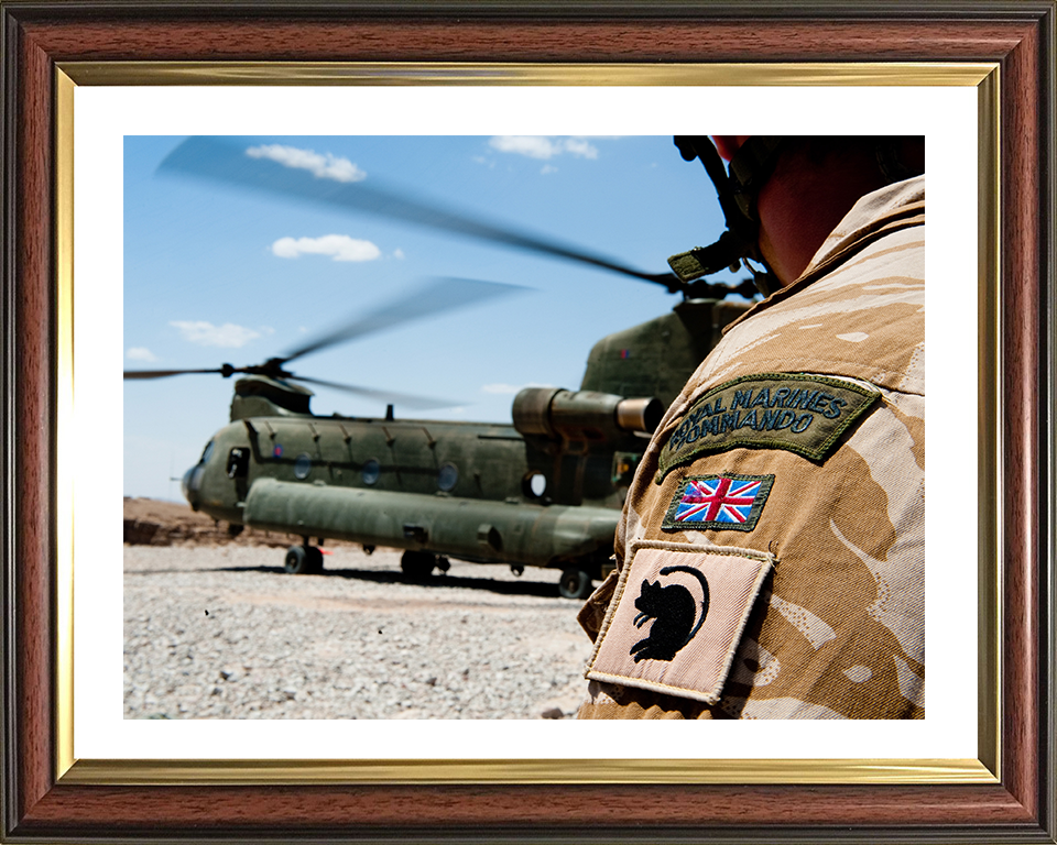 Royal Marines Commando and Chinook Photo Print - 40 Commando Hampshire Prints 10 x 8 Classic Frame Yes