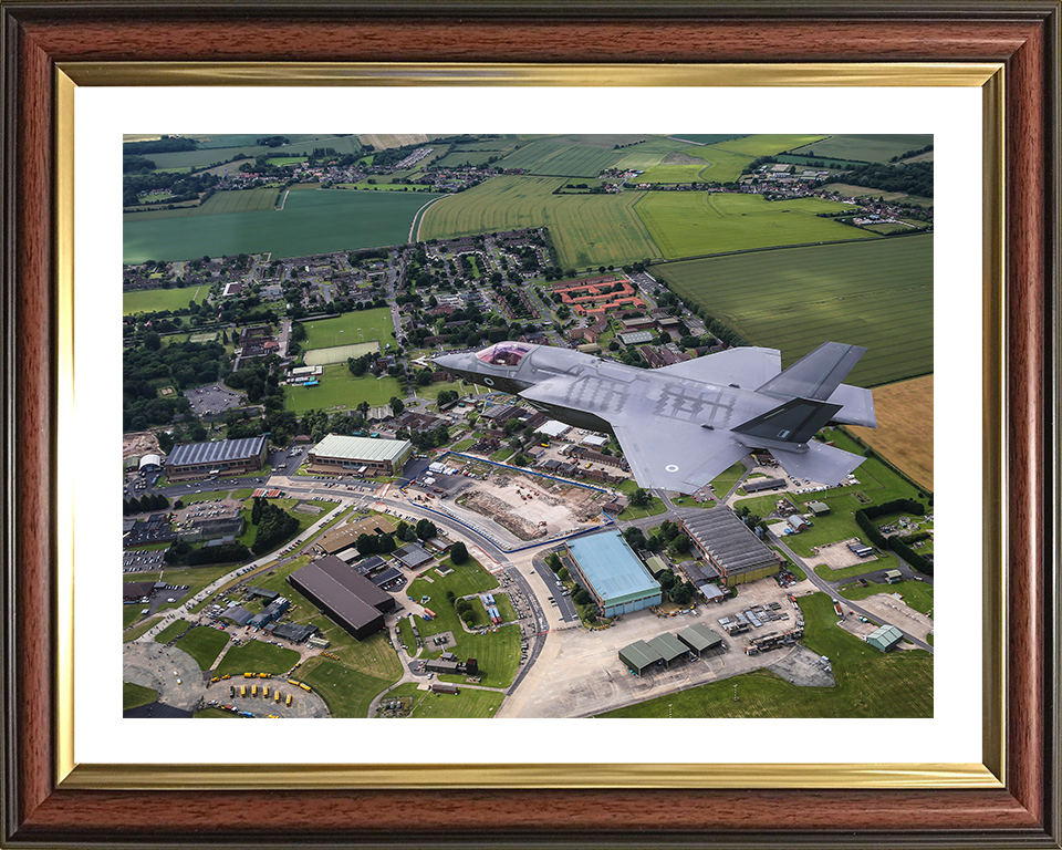 RAF F-35B flying over RAF Marham Photo Print - Royal Air Force Aircraft Hampshire Prints 10 x 8 Classic Frame Yes