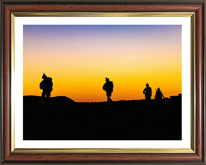 Soldiers Silhouette at sunset Photo Print - British Army Hampshire Prints 10 x 8 Classic Frame Yes