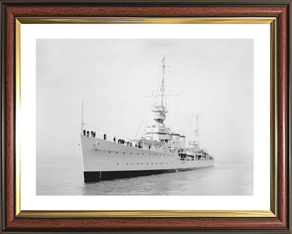 HMS Despatch (D30) Royal Navy Danae Class Cruiser Port Bow View Photo Print Wall Art Decor Posters, Prints, & Visual Artwork Hampshire Prints 10 x 8 Classic Frame Yes