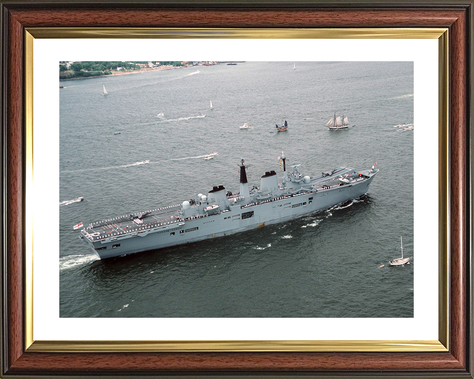 HMS Ark Royal (R07) Photo Print - New York Harbor - Royal Navy Invincible Class Aircraft Carrier Hampshire Prints 10 x 8 Classic Frame Yes