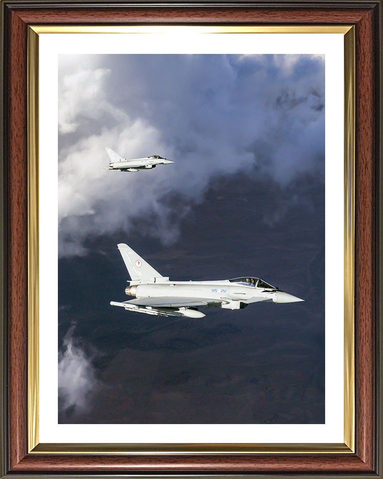 RAF 6 Squadron Typhoons in flight Portrait Photo Print - Royal Air Force Aircraft Hampshire Prints 10 x 8 Classic Frame Yes