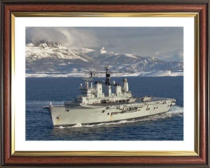 HMS Ark Royal (R07) Photo Print - Norway 2008 - Royal Navy Invincible Class Aircraft Carrier Hampshire Prints 10 x 8 Classic Frame Yes