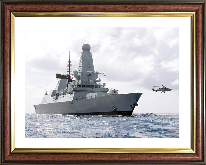 HMS Dauntless (D33) Royal Navy Type 45 Destroyer At Sea With Lynx Photo Print Wall Art Decor Posters, Prints, & Visual Artwork Hampshire Prints 10 x 8 Classic Frame Yes