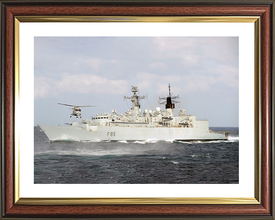HMS Cumberland (F85) Royal Navy Type 22 Frigate With Lynx Helicopter Photo Print Wall Art Decor Posters, Prints, & Visual Artwork Hampshire Prints 10 x 8 Classic Frame Yes
