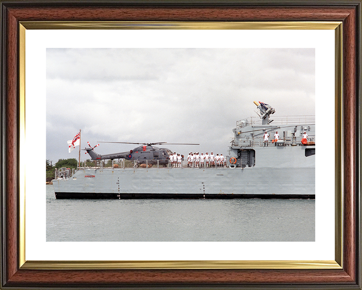 HMS Amazon (F169) Photo Print - Pearl Harbour 1986 - Royal Navy Type 21 Frigate Hampshire Prints 10 x 8 Classic Frame Yes