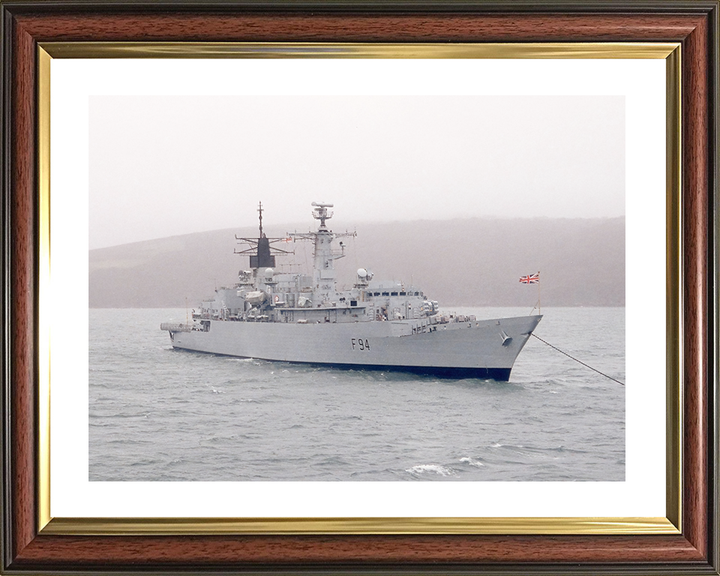 HMS Brave (F94) Royal Navy Type 22 Frigate at Anchor Photo Print Wall Art Decor Posters, Prints, & Visual Artwork Hampshire Prints 10 x 8 Classic Frame Yes