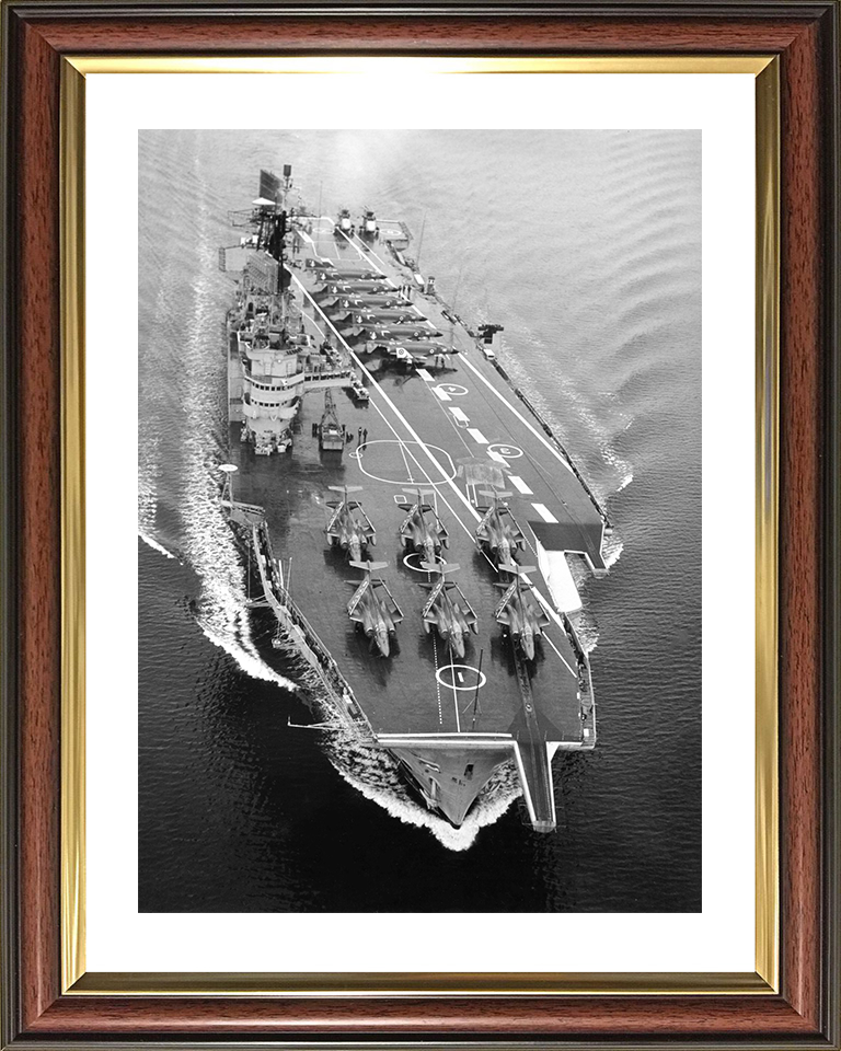 HMS Ark Royal (R09) Royal Navy Audacious Class Aircraft Carrier From the Air Photo Print Wall Art Decor Posters, Prints, & Visual Artwork Hampshire Prints 10 x 8 Classic Frame Yes
