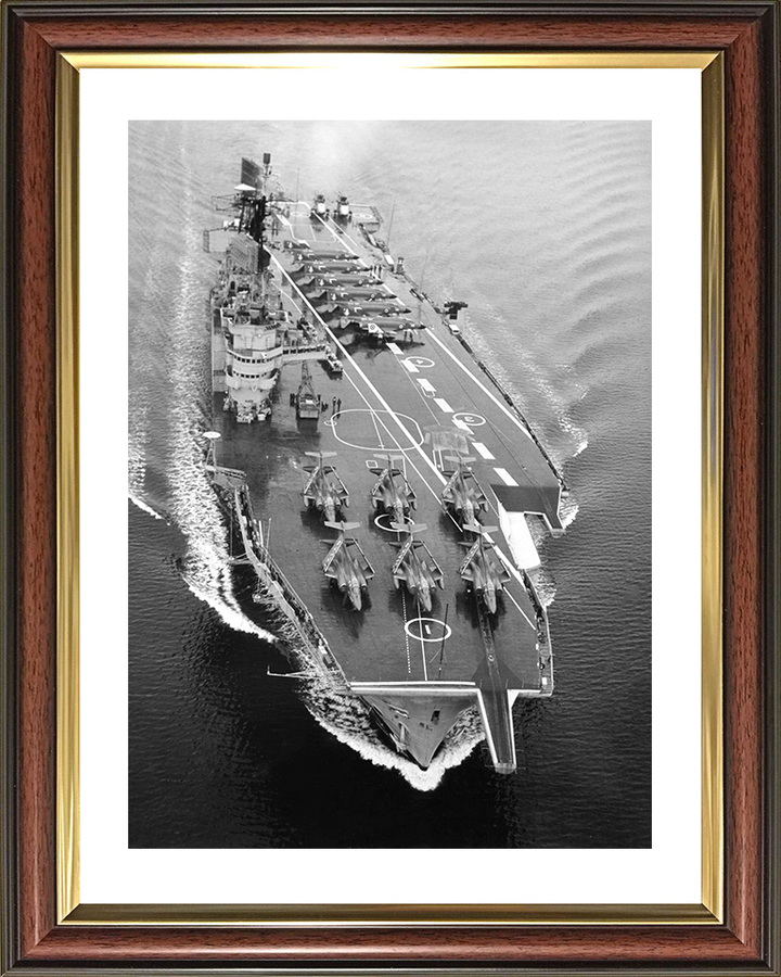 HMS Ark Royal (R09) Royal Navy Audacious Class Aircraft Carrier From the Air Photo Print Wall Art Decor Posters, Prints, & Visual Artwork Hampshire Prints 10 x 8 Classic Frame Yes