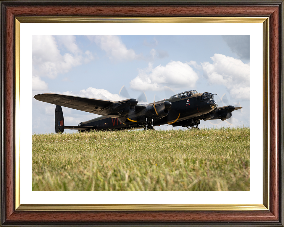 RAF Lancaster Bomber Before Takeoff Photo Print - Royal Air Force Aircraft Hampshire Prints 10 x 8 Classic Frame Yes