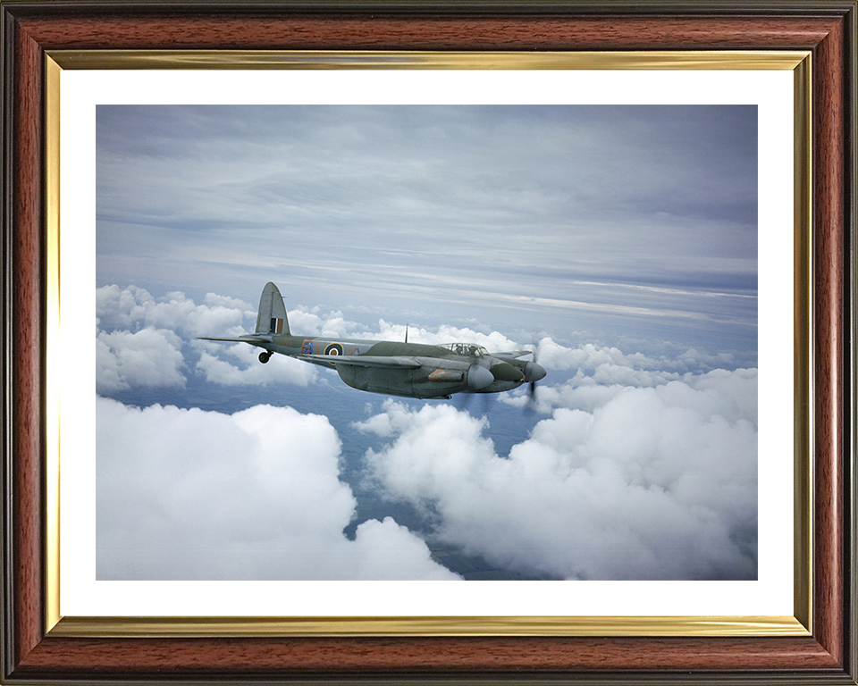 RAF De Havilland Mosquito IIF in flight Photo Print - Royal Air Force Aircraft Hampshire Prints 10 x 8 Classic Frame Yes