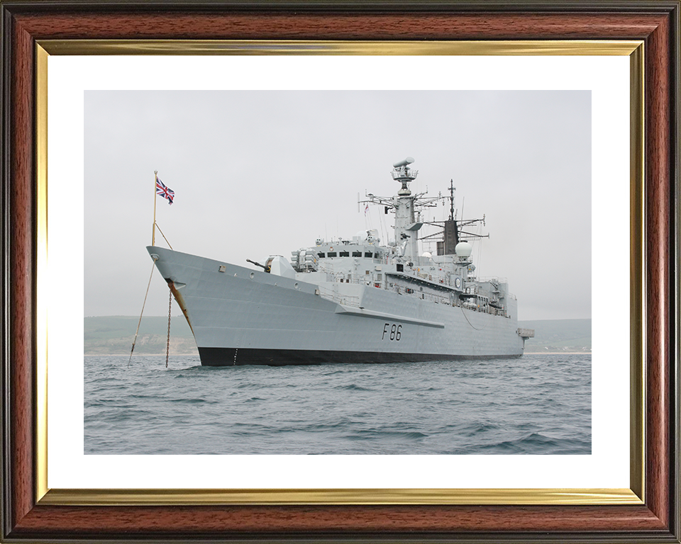 HMS Campbeltown (F86) Royal Navy Type 22 Frigate Port Side View at Anchor Photo Print Wall Art Decor Posters, Prints, & Visual Artwork Hampshire Prints 10 x 8 Classic Frame Yes