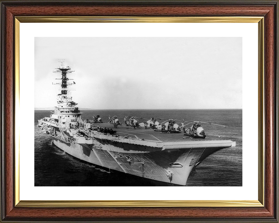 HMS Bulwark (R08) Royal Navy Centaur Class Fleet Carrier Starboard Bow View Photo Print Wall Art Decor Posters, Prints, & Visual Artwork Hampshire Prints 10 x 8 Classic Frame Yes