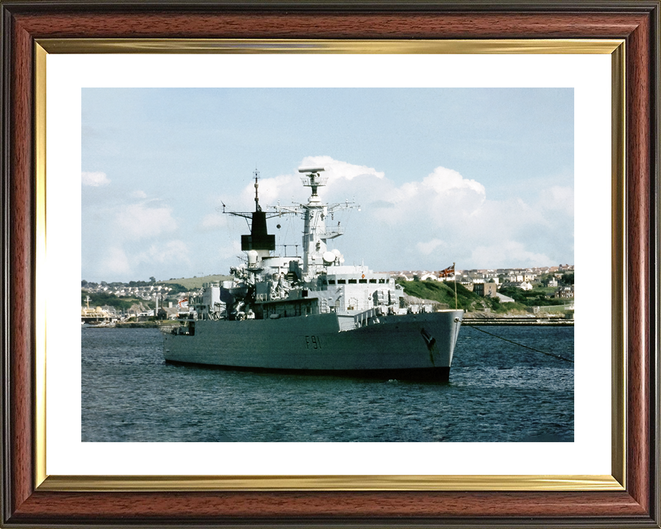 HMS Brazen (F91) Royal Navy Type 22 Frigate At A Buoy Photo Print Wall Art Decor Posters, Prints, & Visual Artwork Hampshire Prints 10 x 8 Classic Frame Yes