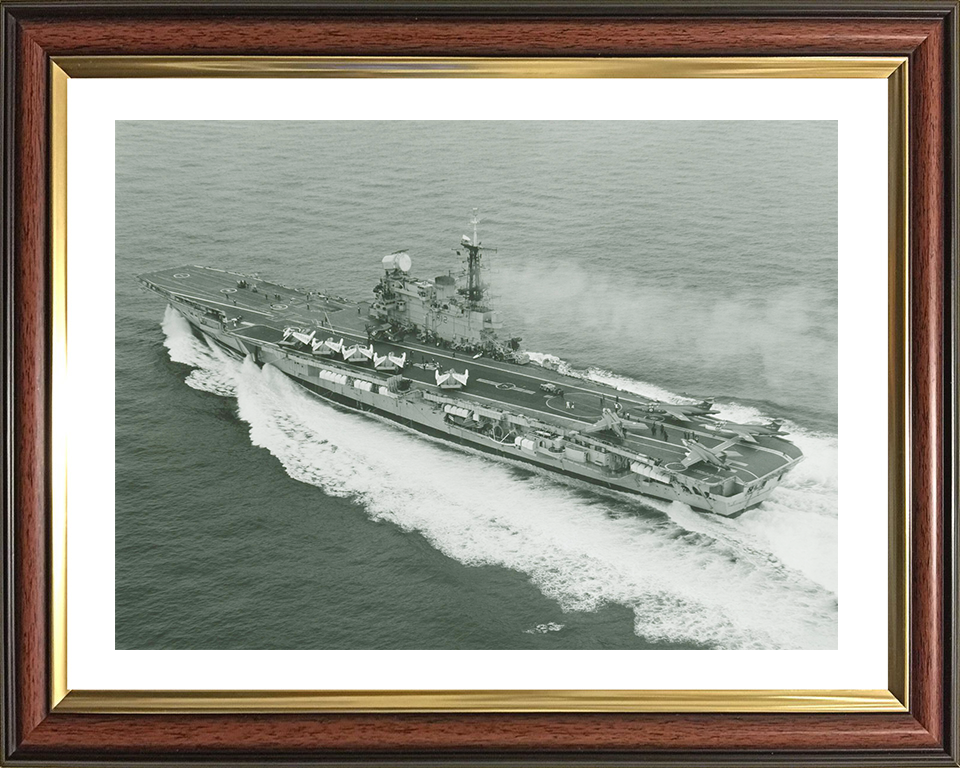 HMS Hermes (R12) Photo Print - Starboard View at Sea - Royal Navy Centaur Class Aircraft Carrier Hampshire Prints 10 x 8 Classic Frame Yes