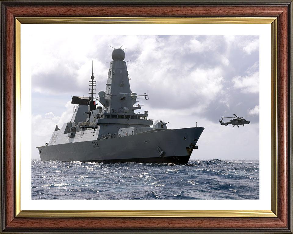 HMS Dauntless (D33) Photo Print - At Sea With Lynx - Royal Navy Type 45 Destroyer Hampshire Prints 10 x 8 Classic Frame Yes