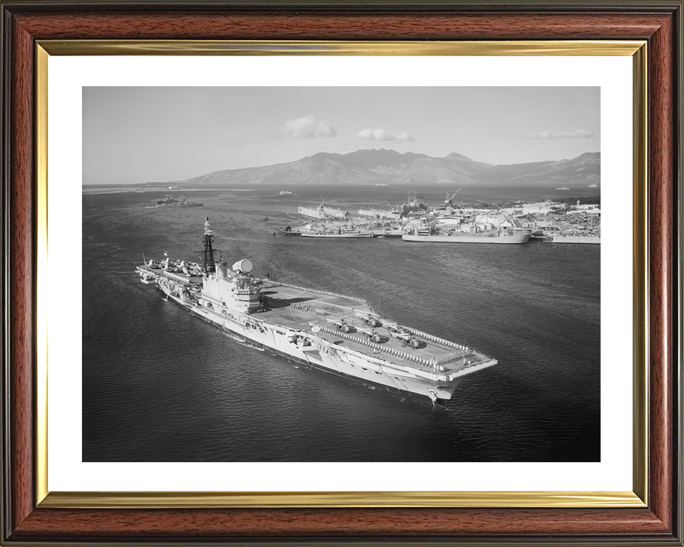 HMS Hermes (R12) Photo Print - Philippines 1961 - Royal Navy Centaur Class Aircraft Carrier Hampshire Prints 10 x 8 Classic Frame Yes