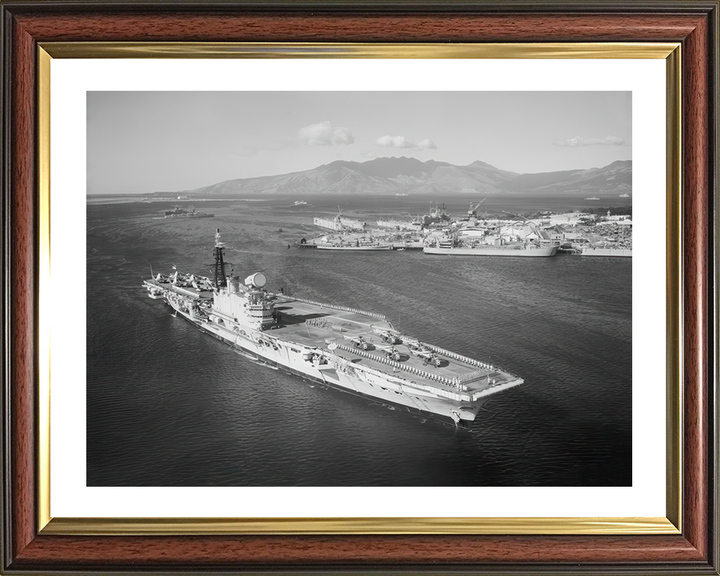 HMS Hermes (R12) Photo Print - Philippines 1961 - Royal Navy Centaur Class Aircraft Carrier Hampshire Prints 10 x 8 Classic Frame Yes