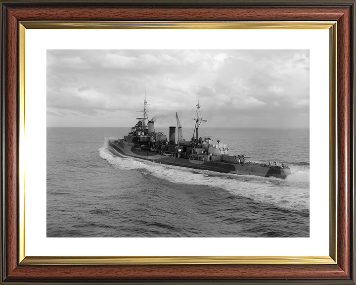 HMS Mauritius (80) Photo Print - At sea 1942 - Royal Navy Fiji Class Light Cruiser Posters, Prints, & Visual Artwork Hampshire Prints 10 x 8 Classic Frame Yes