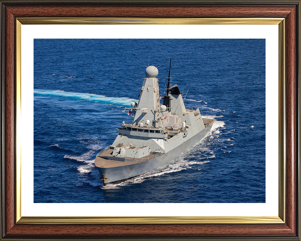 HMS Diamond (D34) Photo Print - Turning to Starboard - Royal Navy Type 45 Destroyer Hampshire Prints 10 x 8 Classic Frame Yes