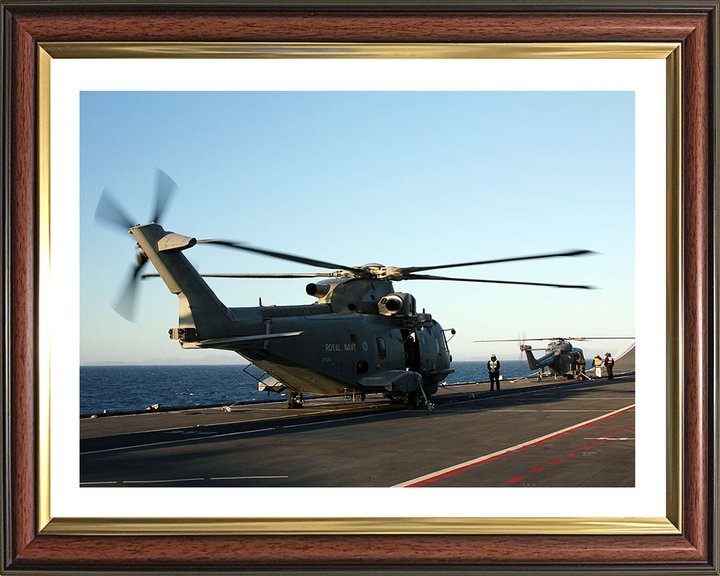 Merlin Helicopter on HMS Illustrious Photo Print - Royal Navy Aircraft Hampshire Prints 10 x 8 Classic Frame Yes
