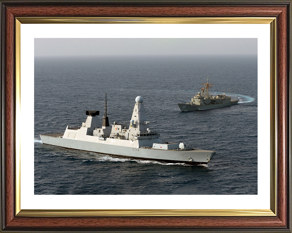HMS Diamond (D34) Photo Print - HMAS Melbourne - Royal Navy Type 45 Destroyer Hampshire Prints 10 x 8 Classic Frame Yes