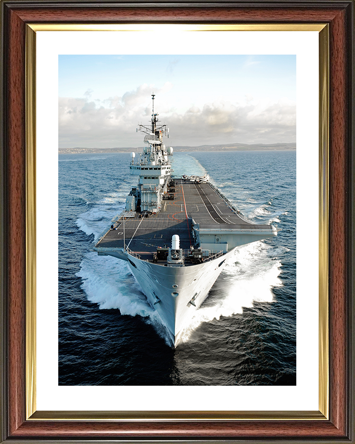HMS Ark Royal (R07) Royal Navy Invincible Class Aircraft Carrier Underway Bow View Photo Print Wall Art Decor Posters, Prints, & Visual Artwork Hampshire Prints 10 x 8 Classic Frame Yes