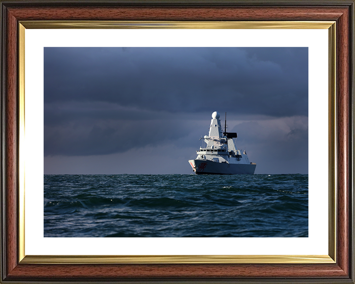 HMS Dragon (D35) Royal Navy Type 45 Destroyer With Stormy Skies Photo Print Wall Art Decor Posters, Prints, & Visual Artwork Hampshire Prints 10 x 8 Classic Frame Yes