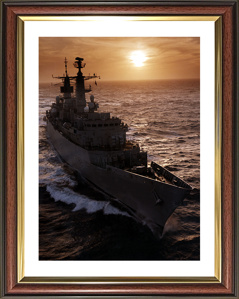 HMS Boxer (F92) Photo Print - Sunset At Sea 1997 - Royal Navy Type 22 Frigate Posters, Prints, & Visual Artwork Hampshire Prints 10 x 8 Classic Frame Yes