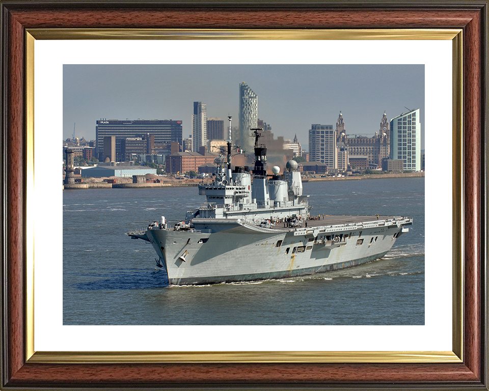 HMS Ark Royal (R07) Photo Print - Liverpool 2008 - Royal Navy Invincible Class Aircraft Carrier Hampshire Prints 10 x 8 Classic Frame Yes
