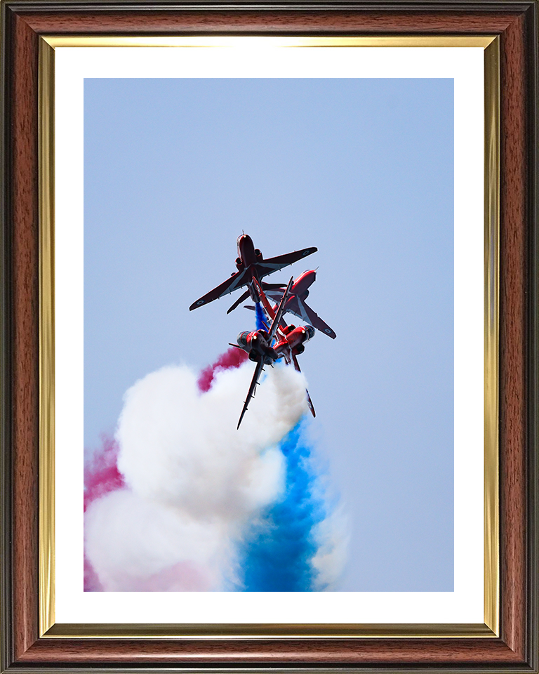 RAF Red Arrows Breaking Formation Photo Print - Royal Air Force Aircraft Hampshire Prints 10 x 8 Classic Frame Yes