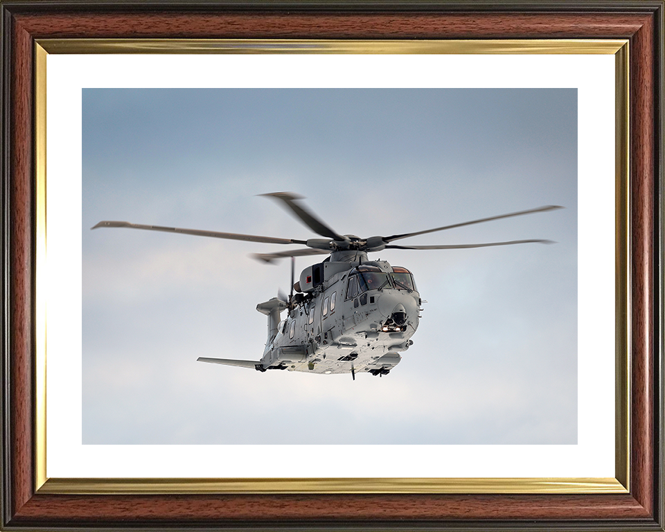 Merlin MK4 Helicopter Front View in Flight 2026 Royal Navy Aircraft Photo Print Wall Art Naval Decor UK Posters, Prints, & Visual Artwork Hampshire Prints 10 x 8 Classic Frame Yes