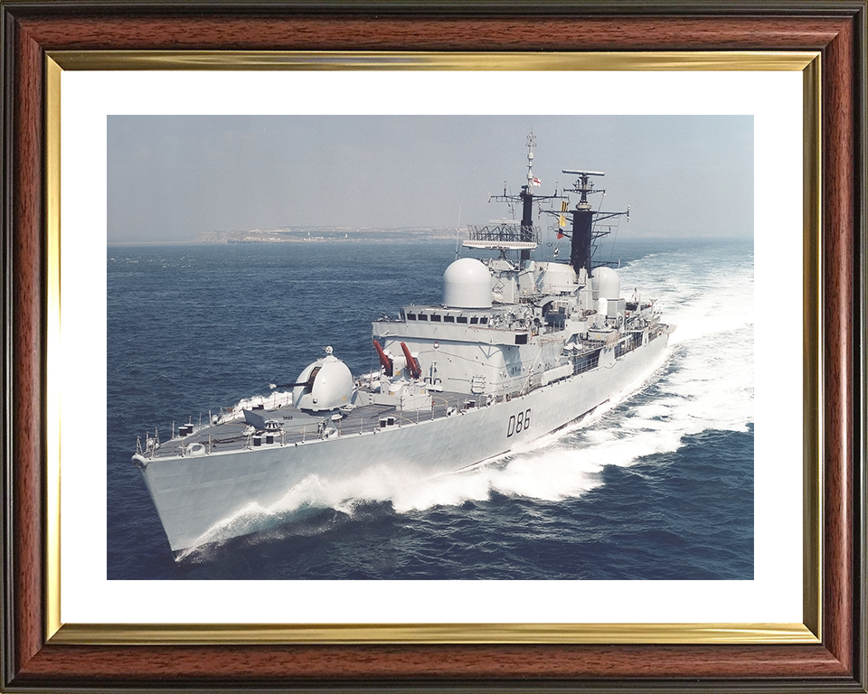 HMS Birmingham (D86) Royal Navy Type 42 Destroyer Port Bow View Photo Print Wall Art Decor Posters, Prints, & Visual Artwork Hampshire Prints 10 x 8 Classic Frame Yes