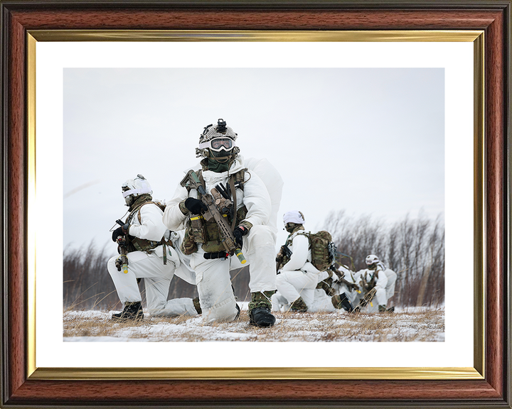 Royal Marines kneel During Cold Weather exercise Photo Print 40 Commando Marines Wall Art Military Decor Posters, Prints, & Visual Artwork Hampshire Prints 10 x 8 Classic Frame Yes