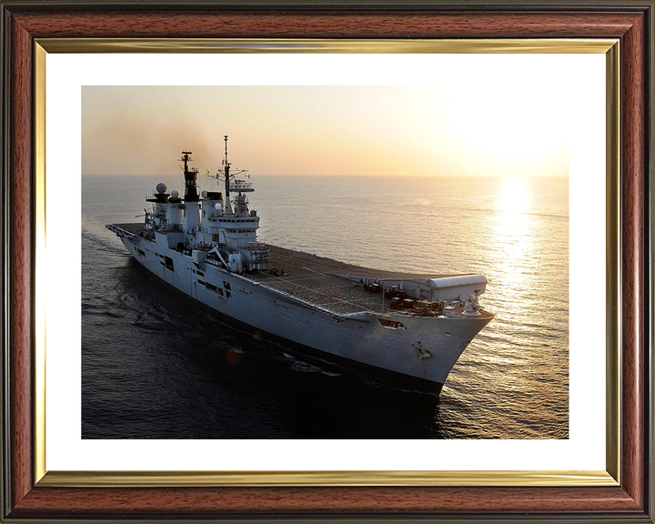 HMS Illustrious (R06) Photo Print - At Sunset 2013 - Royal Navy Invincible Class Aircraft Carrier Hampshire Prints 10 x 8 Classic Frame Yes
