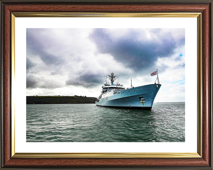 HMS Echo (H87) Royal Navy Echo Class Survey Vessel At Anchor Photo Print Wall Art Decor Posters, Prints, & Visual Artwork Hampshire Prints 10 x 8 Classic Frame Yes