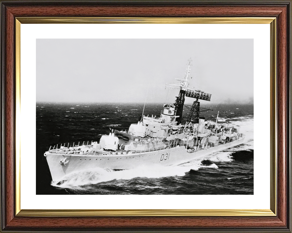 HMS Broadsword (D31) Royal Navy Weapon Class Destroyer Underway Photo Print Wall Art Decor Posters, Prints, & Visual Artwork Hampshire Prints 10 x 8 Classic Frame Yes