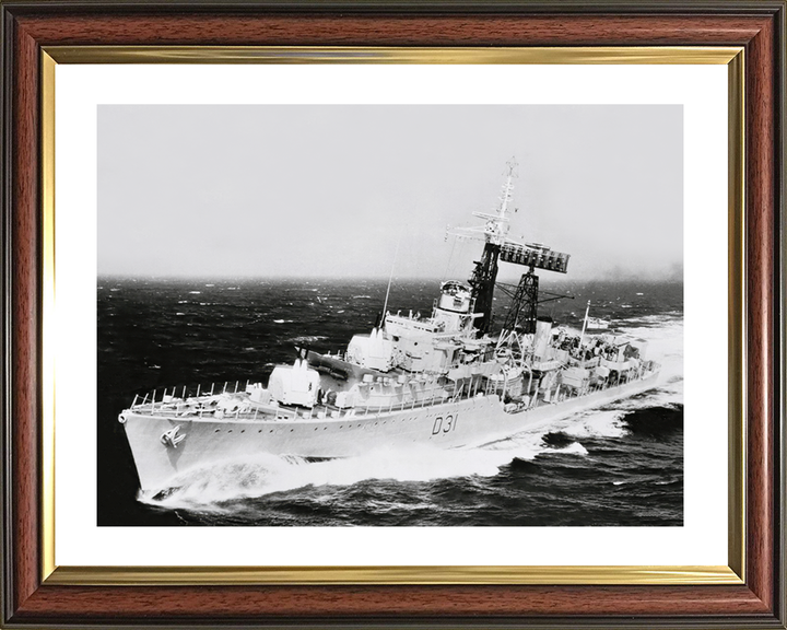 HMS Broadsword (D31) Royal Navy Weapon Class Destroyer Underway Photo Print Wall Art Decor Posters, Prints, & Visual Artwork Hampshire Prints 10 x 8 Classic Frame Yes