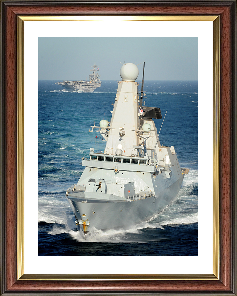 HMS Daring (D32) Photo Print - With USS Carl Vinson 2012 - Royal Navy Type 45 Destroyer Posters, Prints, & Visual Artwork Hampshire Prints 10 x 8 Classic Frame Yes